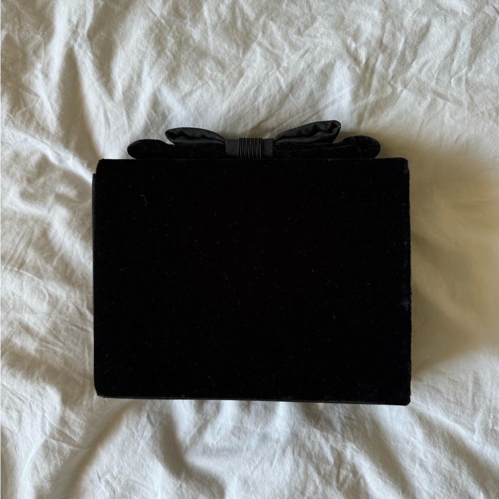Vintage Black Velvet Clutch / Crossbodh with Bow